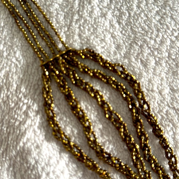 Vintage Multi Strand Metal Beaded Clasp Necklace 30 Inch - Picture 4 of 7